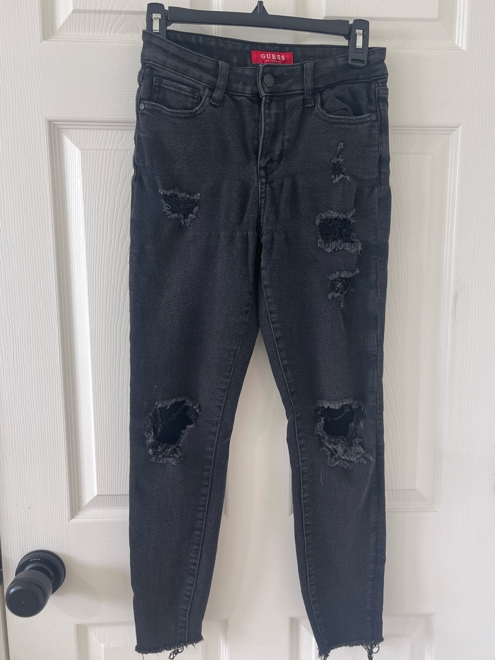 GUESS Black Distressed Skinny Jeans